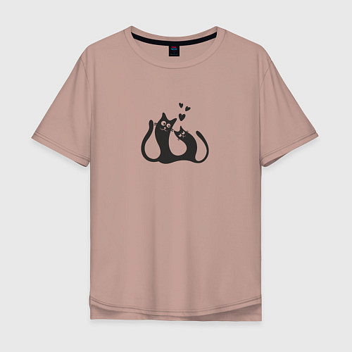 Мужская футболка оверсайз Влюбленные коты / Пыльно-розовый – фото 1