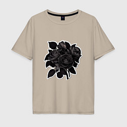 Мужская футболка оверсайз Букет и черные розы