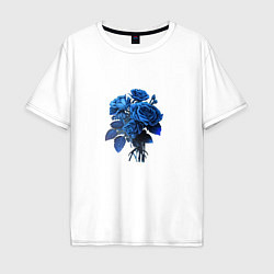 Мужская футболка оверсайз Букет и синие розы