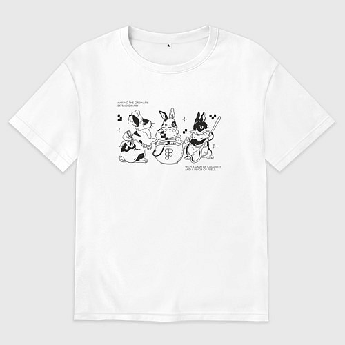 Мужская футболка оверсайз Rabbits designers / Белый – фото 1