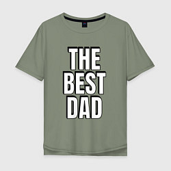 Мужская футболка оверсайз The best dad белая надпись с тенью