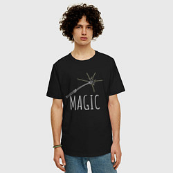 Футболка оверсайз мужская Magic надпись и волшебная палка, цвет: черный — фото 2