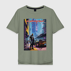 Мужская футболка оверсайз Cyberpunk 2077 - neural network - character