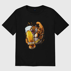 Футболка оверсайз мужская Накатигр с кружкой, цвет: черный