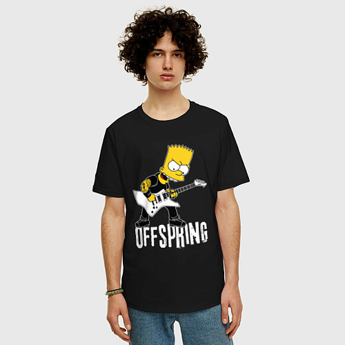 Мужская футболка оверсайз Offspring Барт Симпсон рокер / Черный – фото 3