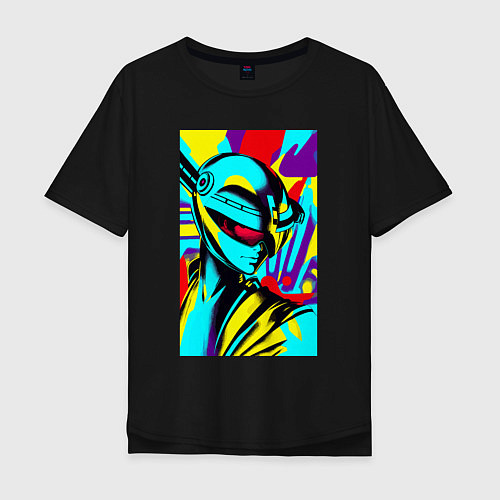 Мужская футболка оверсайз Alien - neural network - pop art / Черный – фото 1
