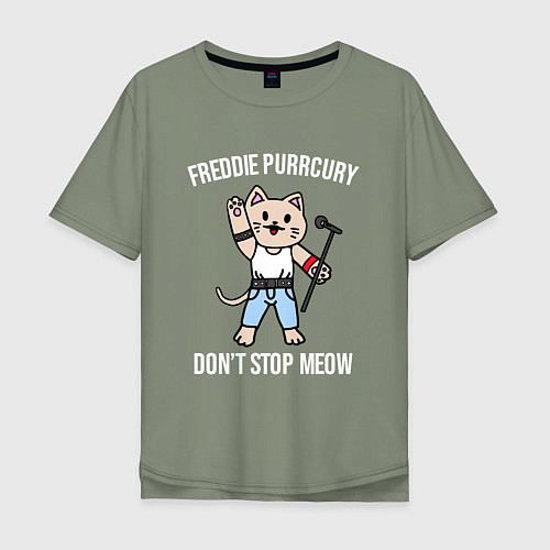 Мужская футболка оверсайз Dont stop meow / Авокадо – фото 1