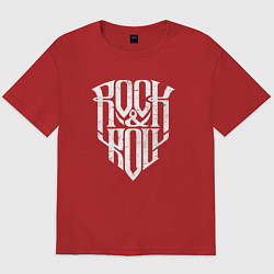 Футболка оверсайз мужская Rock and Roll щит, цвет: красный