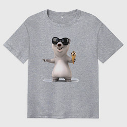 Футболка оверсайз мужская Медвежонок с мороженым, цвет: меланж