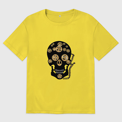 Мужская футболка оверсайз Череп лого / Желтый – фото 1