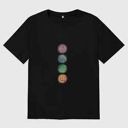 Футболка оверсайз мужская Мандалы на фоне космоса, цвет: черный
