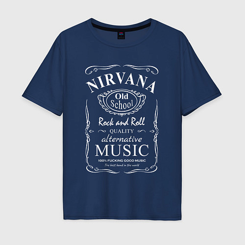 Мужская футболка оверсайз Nirvana в стиле Jack Daniels / Тёмно-синий – фото 1