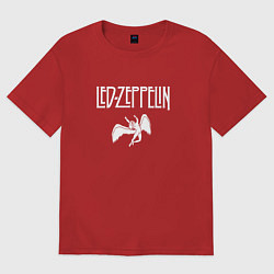 Футболка оверсайз мужская Led Zeppelin падший ангел, цвет: красный