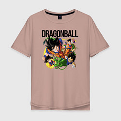 Футболка оверсайз мужская Гоку из Dragonball, цвет: пыльно-розовый