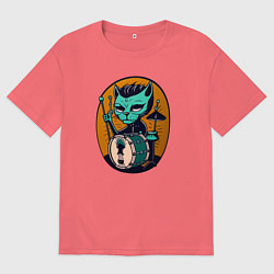 Футболка оверсайз мужская Rock Cat, цвет: коралловый