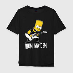 Футболка оверсайз мужская Iron Maiden Барт Симпсон рокер, цвет: черный