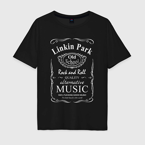 Мужская футболка оверсайз Linkin Park в стиле Jack Daniels / Черный – фото 1