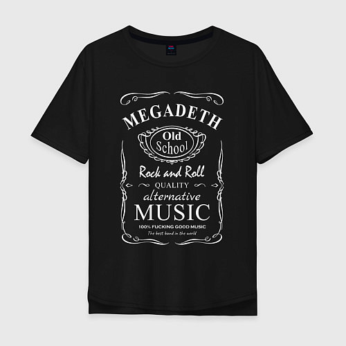 Мужская футболка оверсайз Megadeth в стиле Jack Daniels / Черный – фото 1