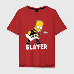 Футболка оверсайз мужская Slayer Барт Симпсон рокер, цвет: красный
