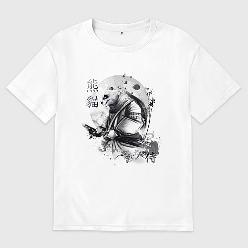 Мужская футболка оверсайз Панда воин / Белый – фото 1