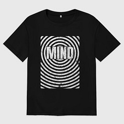 Мужская футболка оверсайз Mind надпись посреди круглой ряби