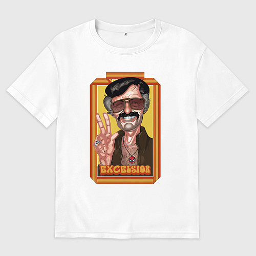 Мужская футболка оверсайз Stan Lee peace / Белый – фото 1