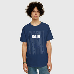 Футболка оверсайз мужская Надпись rain и линии, цвет: тёмно-синий — фото 2