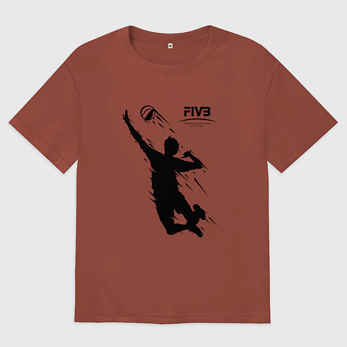 Мужская футболка оверсайз FIVB - международная федерация волейбола / Кирпичный – фото 1