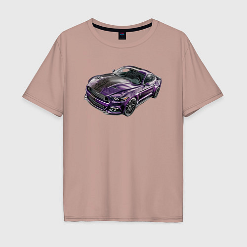 Мужская футболка оверсайз Фиолетовый мустанг / Пыльно-розовый – фото 1