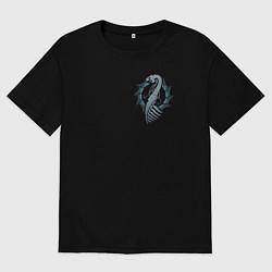 Футболка оверсайз мужская Скандинавский дракон, цвет: черный
