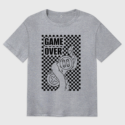 Мужская футболка оверсайз Game over и щупальце / Меланж – фото 1