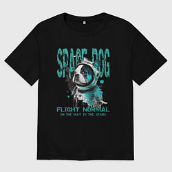 Футболка оверсайз мужская Космический пес, цвет: черный