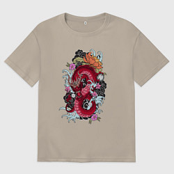 Мужская футболка оверсайз Ярость красного дракона