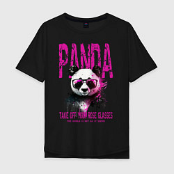 Мужская футболка оверсайз Панда и розовые очки