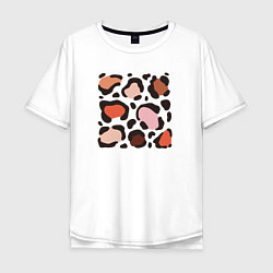 Футболка оверсайз мужская Цветные леопардовые пятна, цвет: белый
