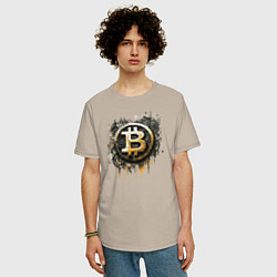 Футболка оверсайз мужская Bitcoin BTC, цвет: миндальный — фото 2