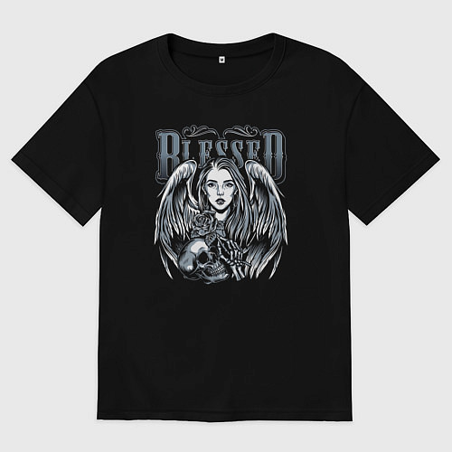 Мужская футболка оверсайз Blessed quote / Черный – фото 1