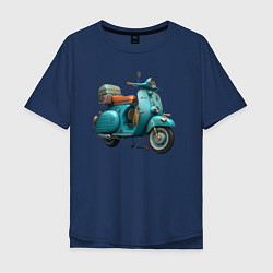 Футболка оверсайз мужская Ретро скутер, цвет: тёмно-синий