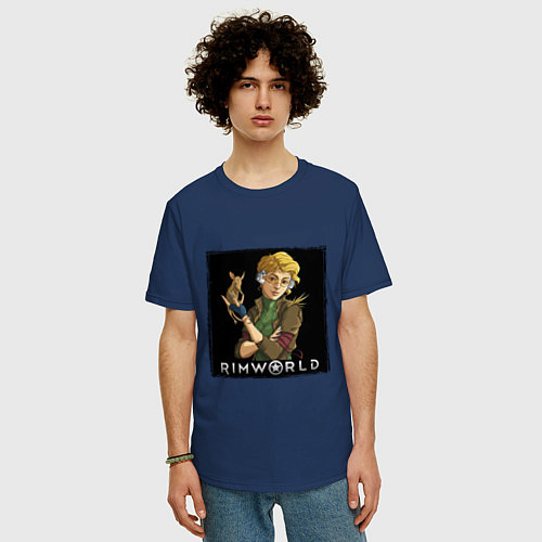 Мужская футболка оверсайз Римворлд - Фиби / Тёмно-синий – фото 3