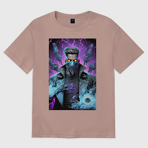 Мужская футболка оверсайз Маг в маске / Пыльно-розовый – фото 1