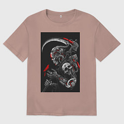 Мужская футболка оверсайз Скелет с косой тату