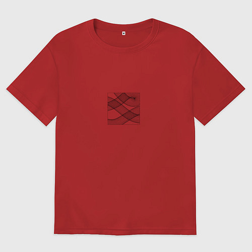 Мужская футболка оверсайз Паттерн-змейка из кружочков чёрный / Красный – фото 1