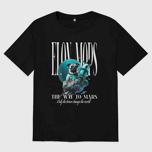 Мужская футболка оверсайз Elon Mops / Черный – фото 1