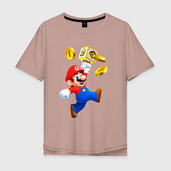 Мужская футболка оверсайз Марио сбивает монетки