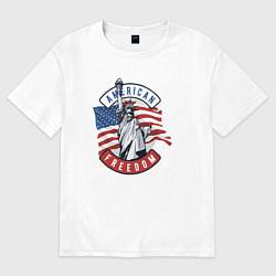 Футболка оверсайз мужская American freedom, цвет: белый
