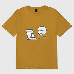 Футболка оверсайз мужская Мемный программист, цвет: горчичный