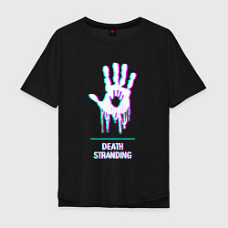 Мужская футболка оверсайз Death Stranding в стиле glitch и баги графики