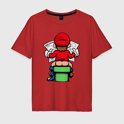 Мужская футболка оверсайз Марио с газетой