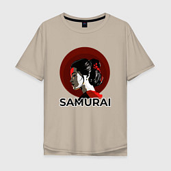 Мужская футболка оверсайз Гейша - самураи