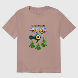 Футболка оверсайз мужская Subnautica, цвет: пыльно-розовый